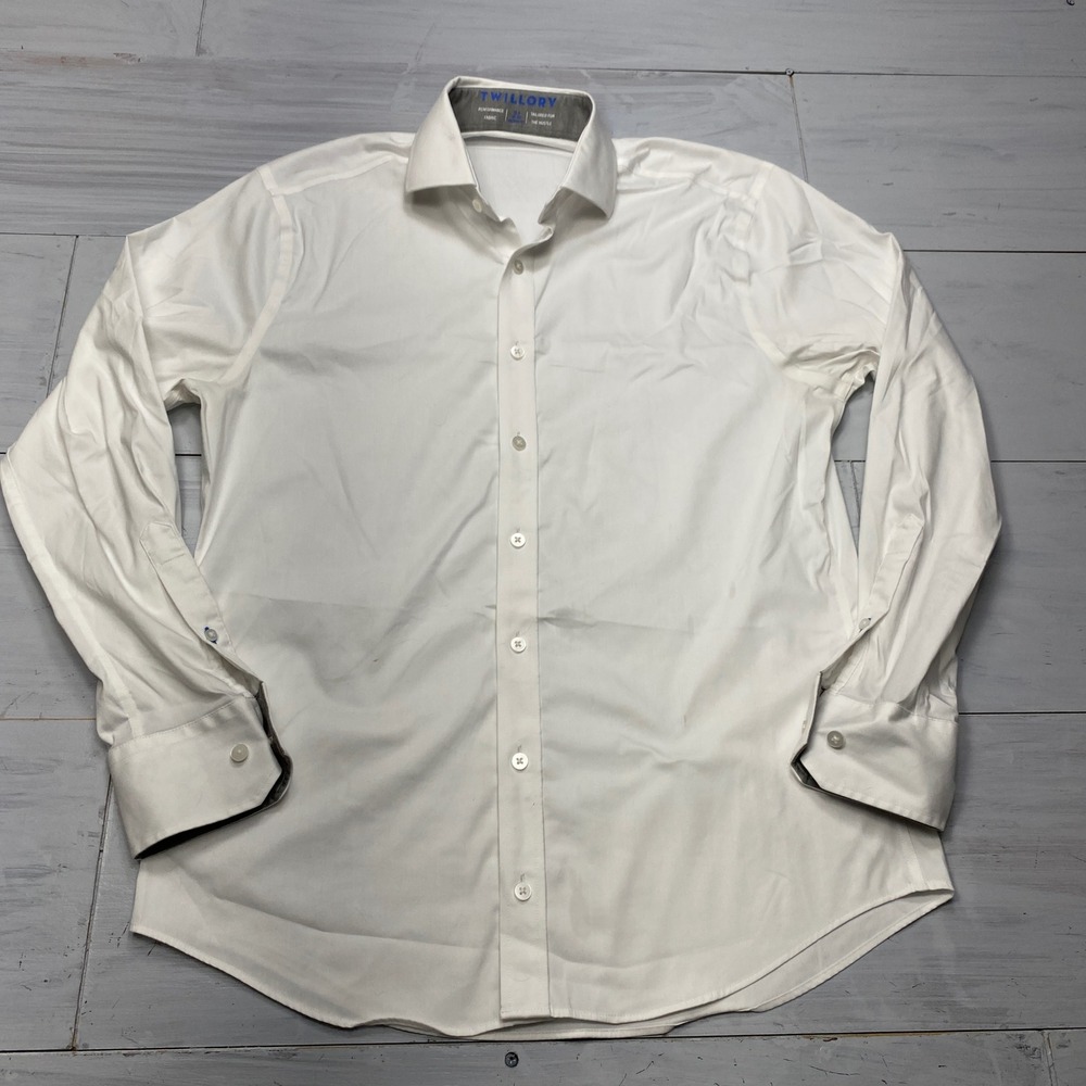 Twillory Dress Shirt Mens 15.5 32/33 White Tailored Fit Performance Business
